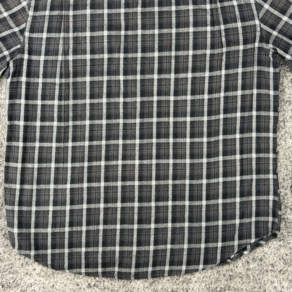 Outdoor Life Men's Size L Plaid Flannel Long Sleeve Button Up Shirt Gray White - Picture 9 of 10
